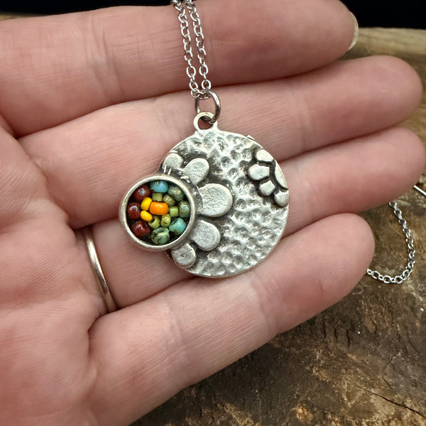 OOAK Mosaic Flower Necklace