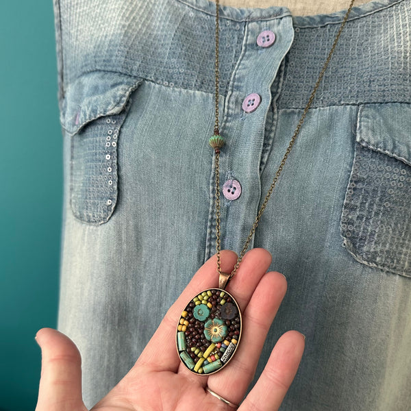 OOAK Mosaic Necklace - Oval - M3940