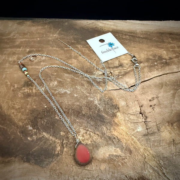 Ember Glow Necklace – Handmade Ceramic Drop on Stainless Steel Chain