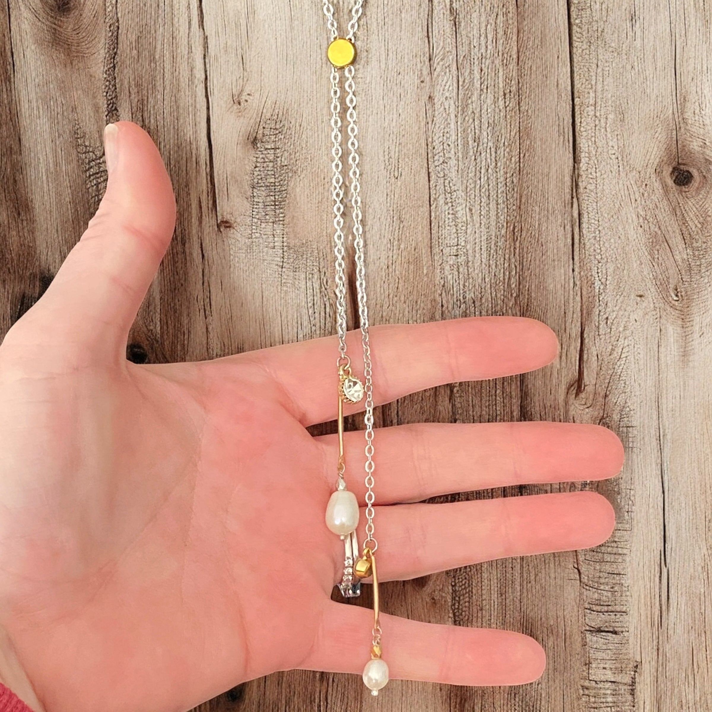 Adjustable dainty gold & pearl necklace