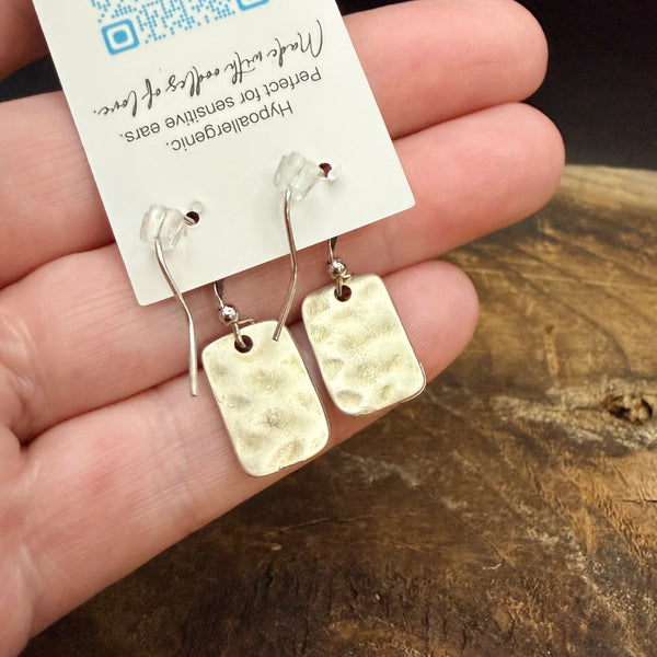 Hammered Rectangle Earrings