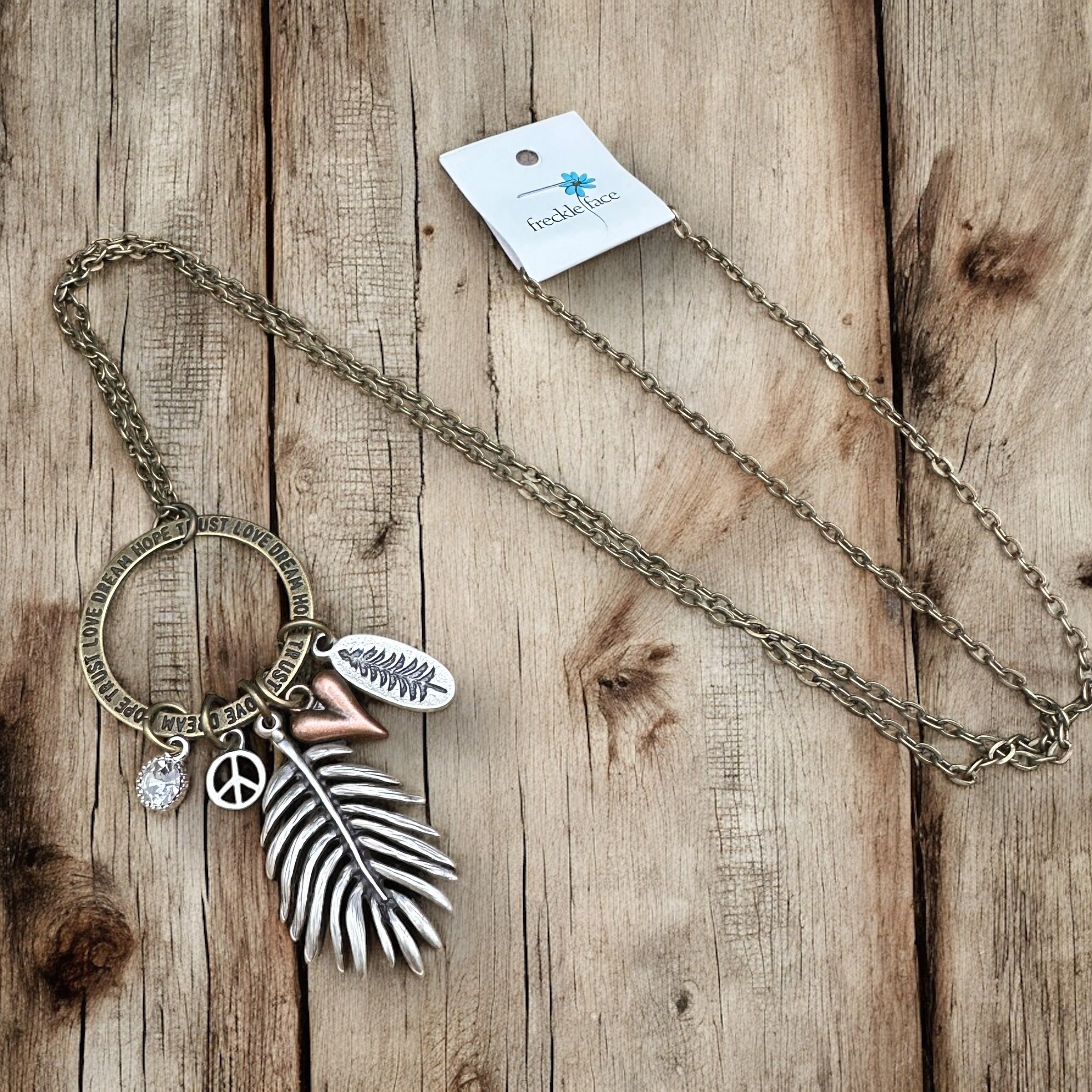 Mixed Metals Charm Necklace Long