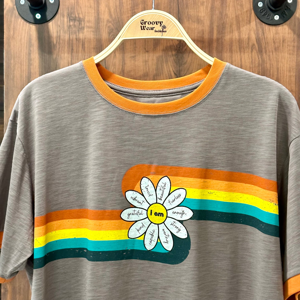 Ringer T-shirt - Affirmation Flower