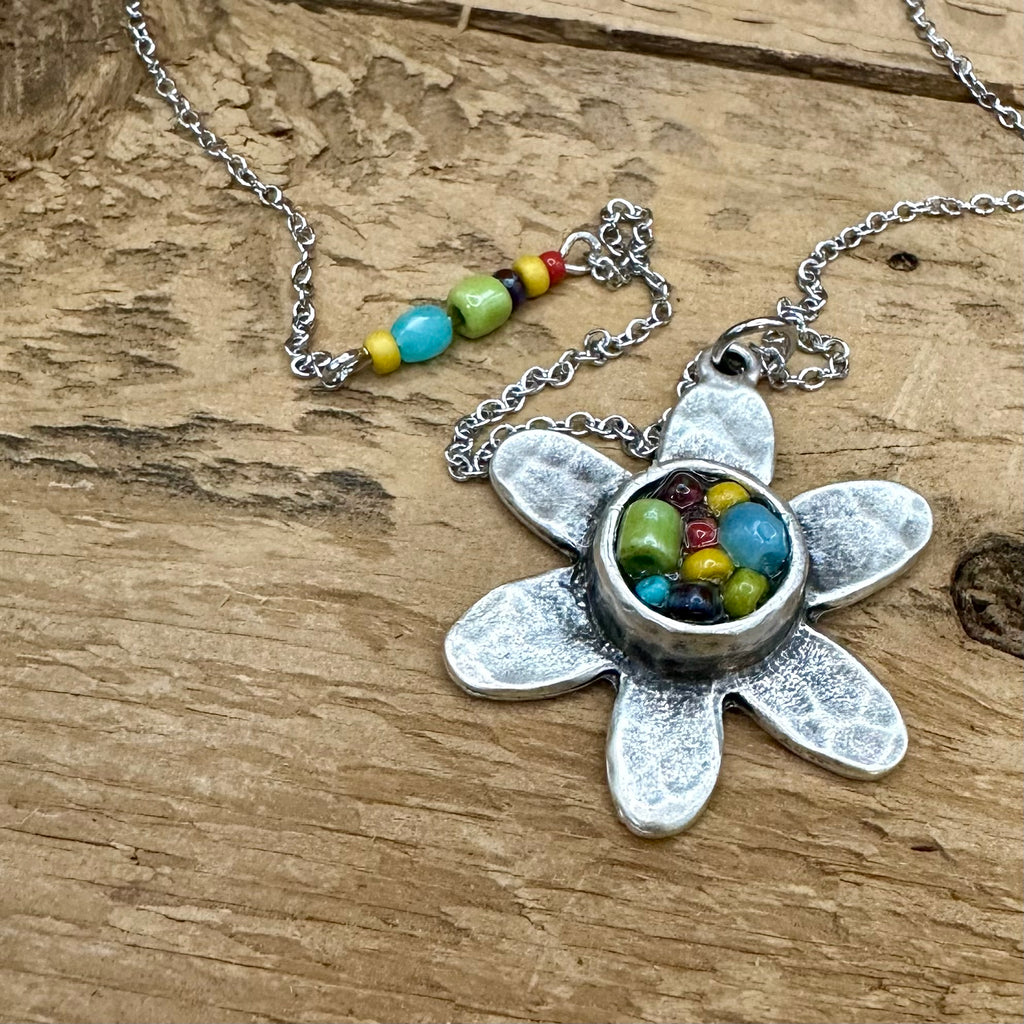 One of a Kind Mosaic Adjustable Necklace - Colorful