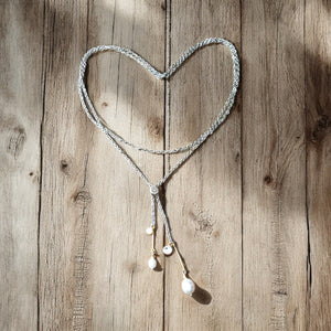 Adjustable dainty gold & pearl necklace