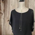 Adjustable dainty gold & pearl necklace