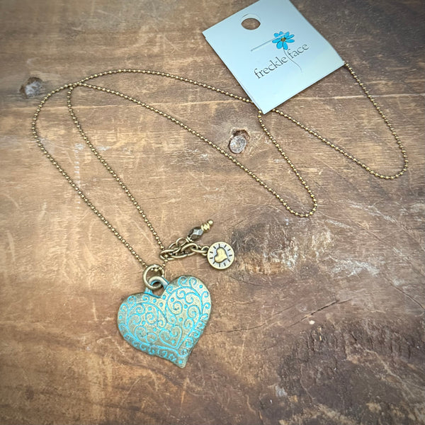 Antique Patina Heart Necklace