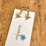 Tiny Hoop with Charm Earrings - Dragonflies