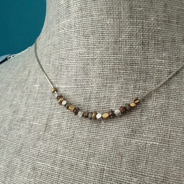 Rustic Luxe Mixed Metal Bead Necklace
