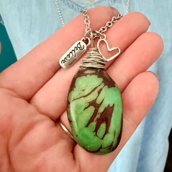 Believe in You – Turquoise Tagua Pendant Necklace