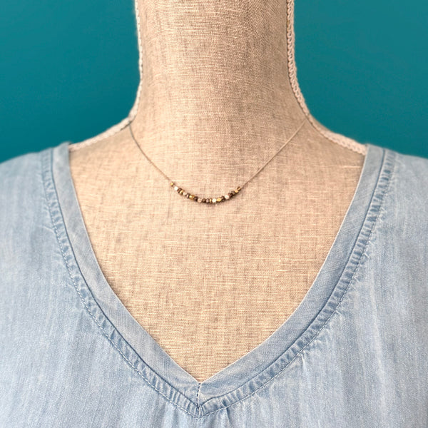 Rustic Luxe Mixed Metal Bead Necklace