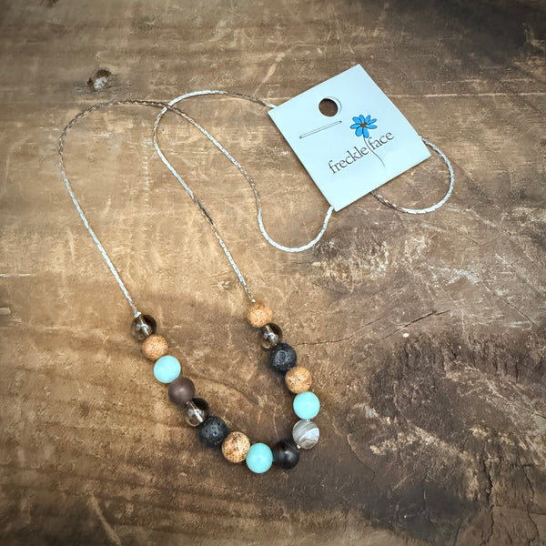 Boho Lava & Turquoise Beaded Necklace