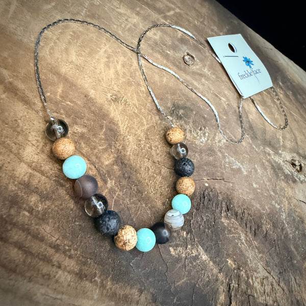 Boho Lava & Turquoise Beaded Necklace