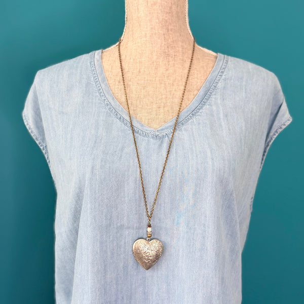 NEW - Vintage Heart Locket Necklace