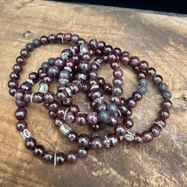 Midnight Garnet Stretch Bracelet