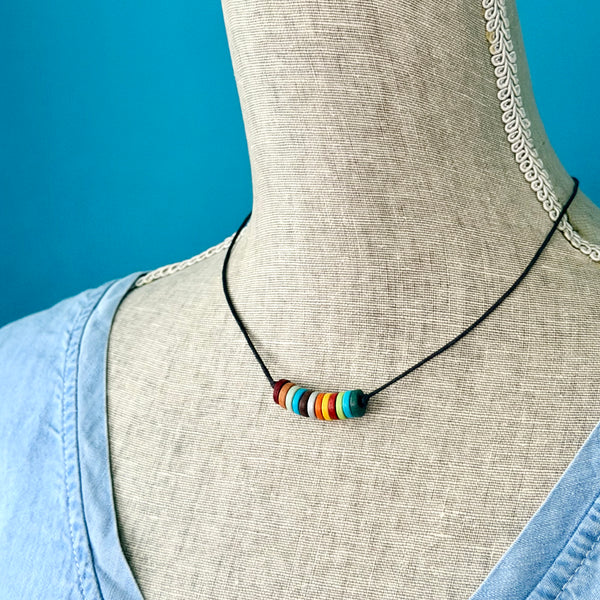 Boho Ember Ceramic Bead Necklace