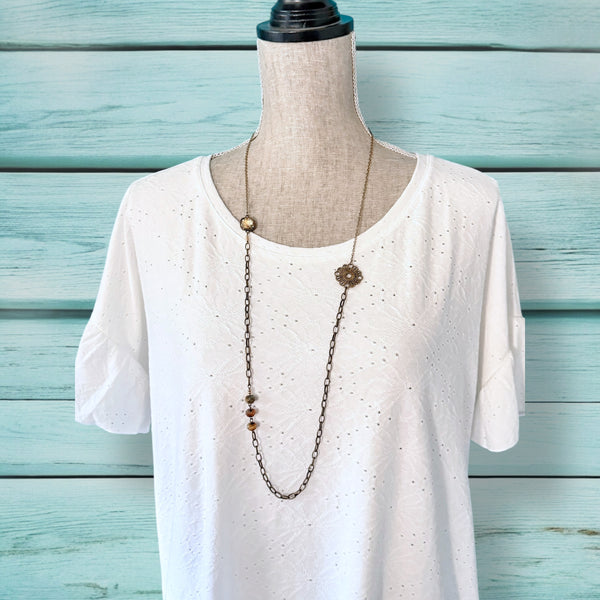 Vintage Brass & Crystal Necklace