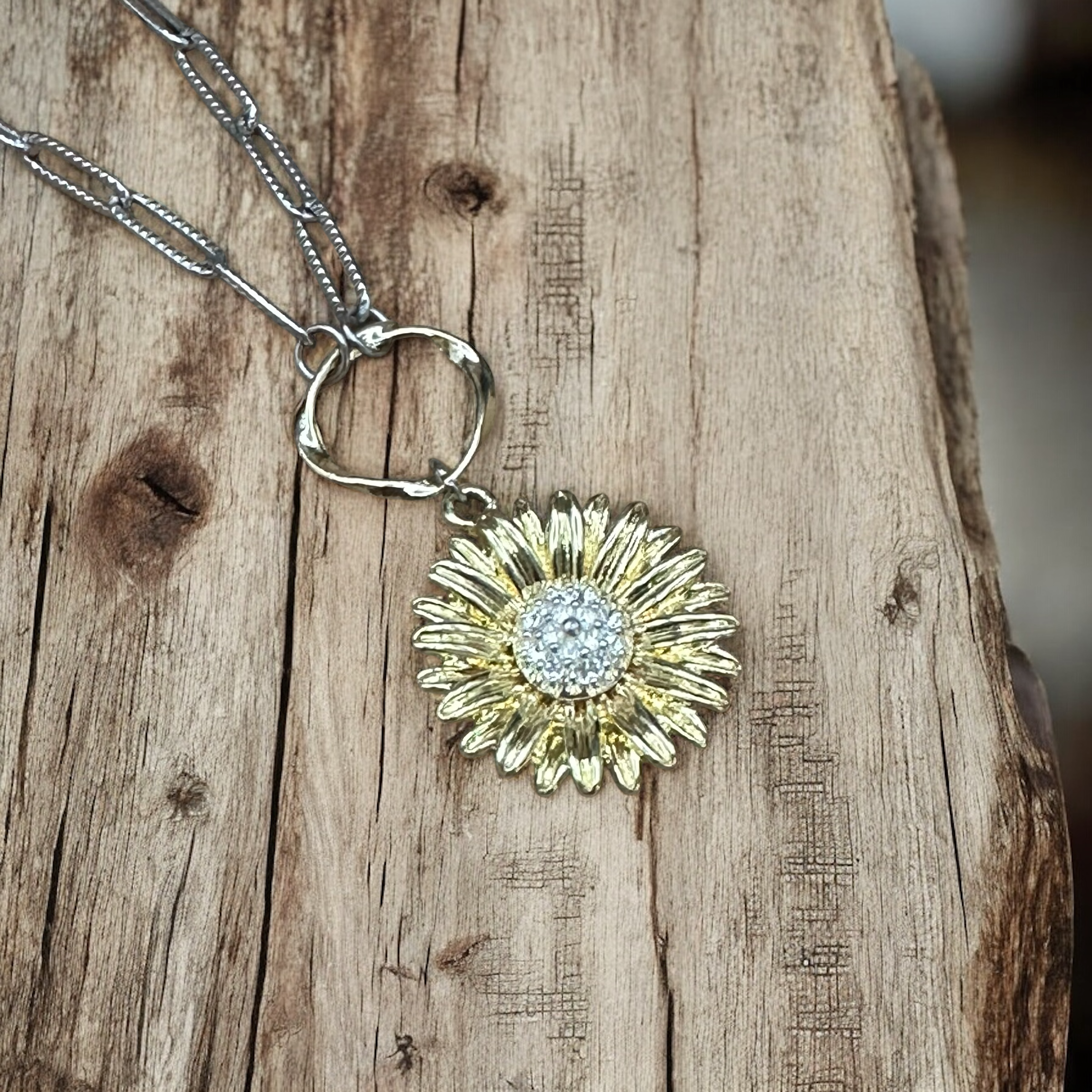 Sunflower Paperclip Necklace