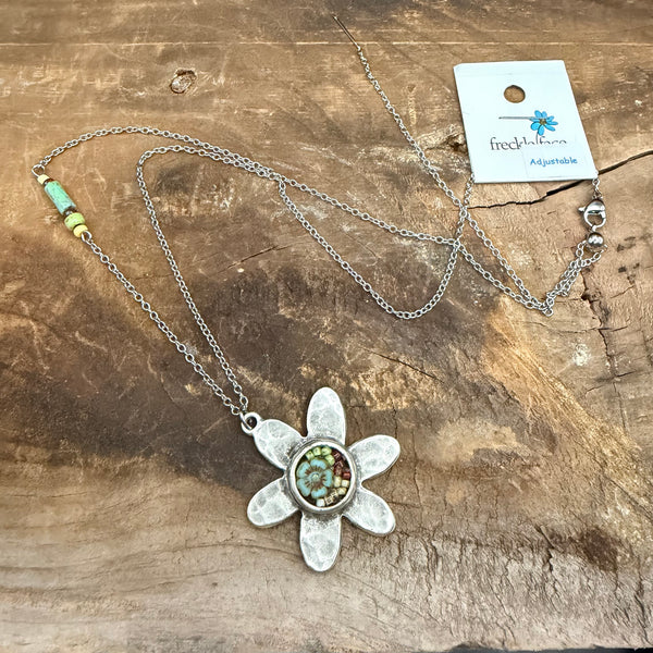 OOAK Mosaic Flower Necklace