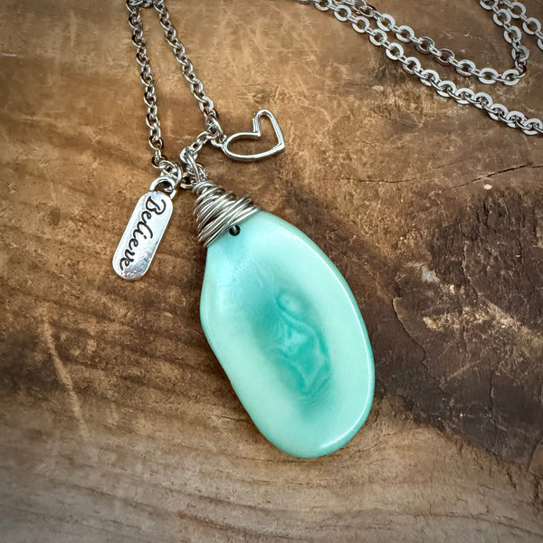 Believe in You – Turquoise Tagua Pendant Necklace
