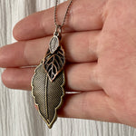 Mixed Metal Antique Brass Feather Necklace