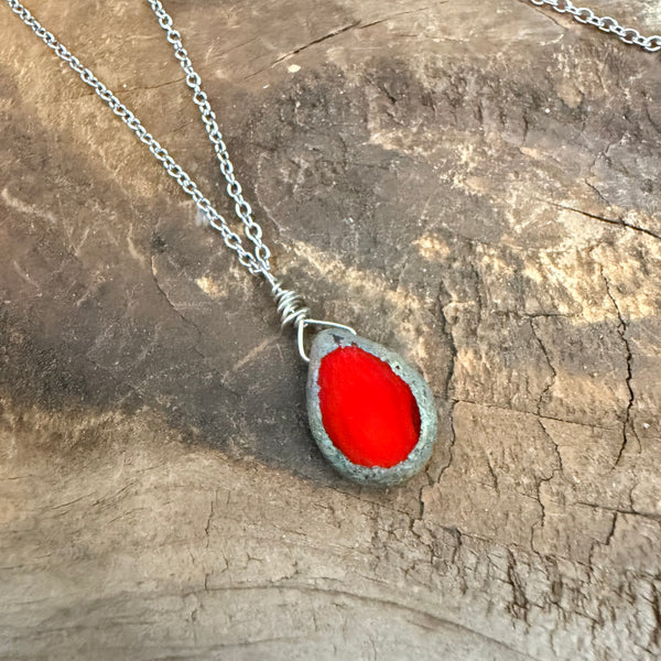 Canyon Glow Necklace – Handmade Ceramic Drop on Stainless Steel Chain
