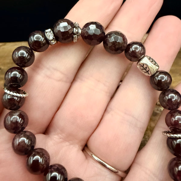 Midnight Garnet Stretch Bracelet