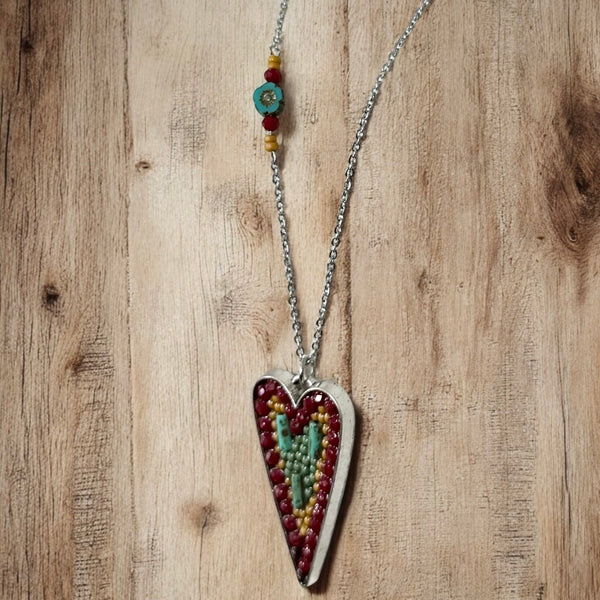 OOAK Mosaic Necklace - Large Heart - M4403