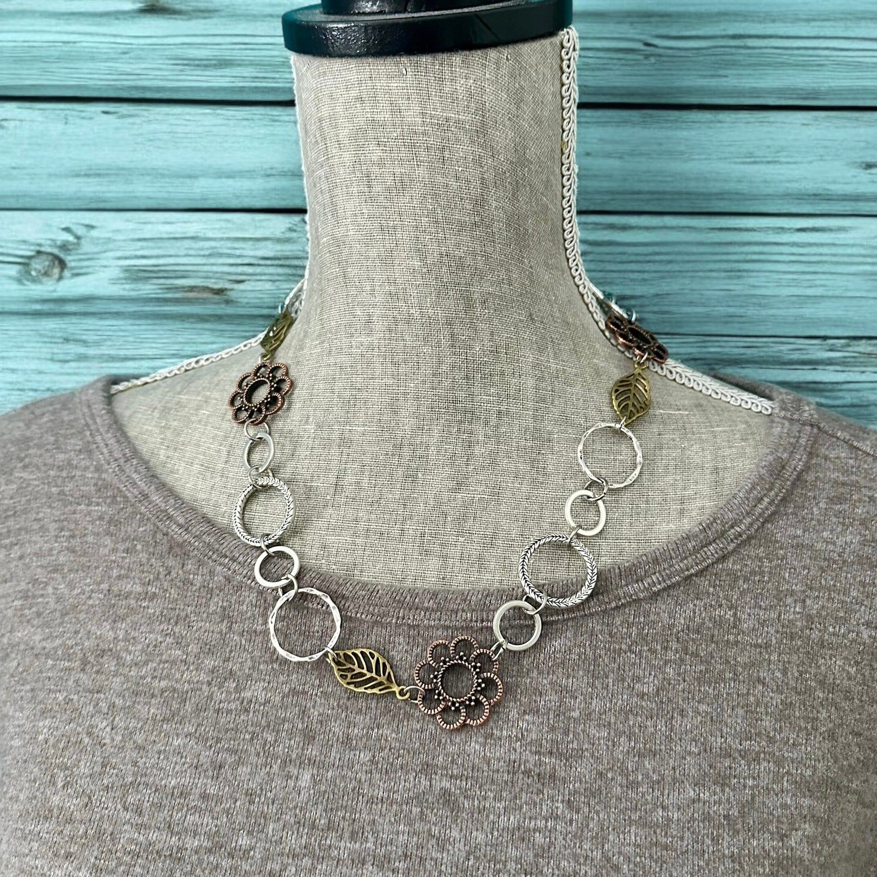 Chunky Fun Necklace Mixed Metals - Wear short or long