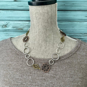 Chunky Fun Necklace Mixed Metals - Wear short or long