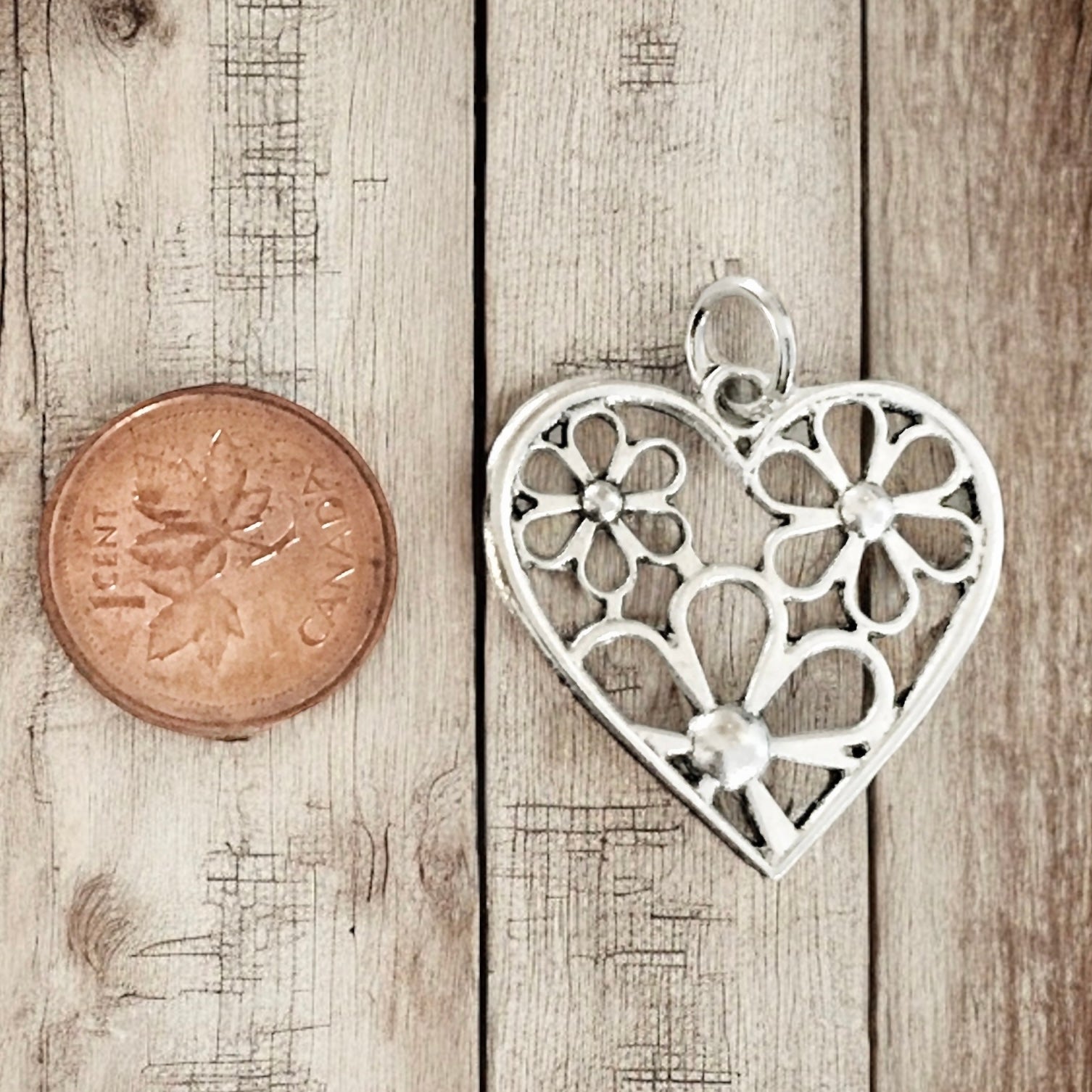 Heart with Flowers - Charm