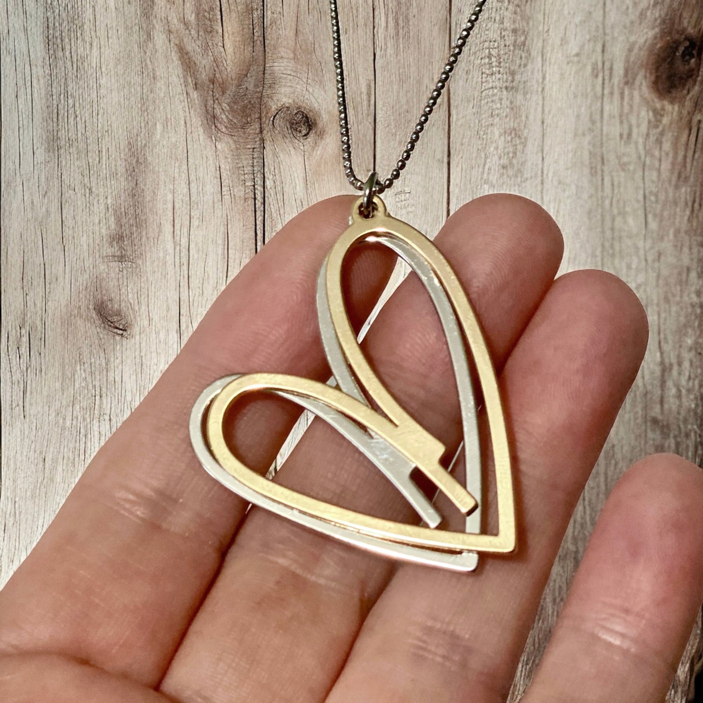 Simple Double Heart Long Necklace