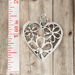 Heart with Flowers - Charm