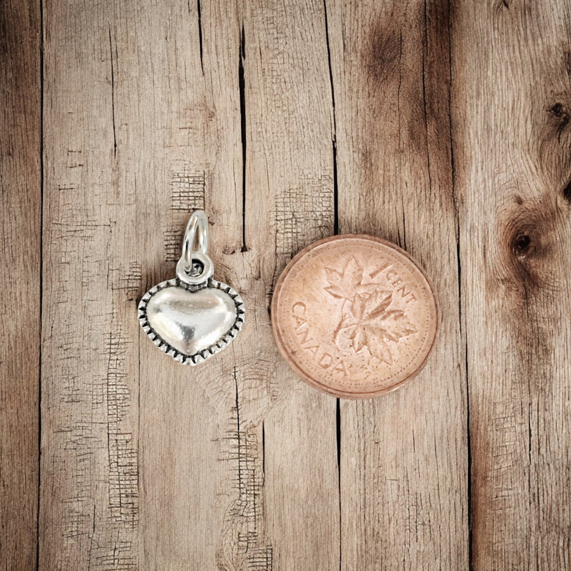 Small Beveled Heart with border - Charm