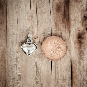 Small Beveled Heart with border - Charm