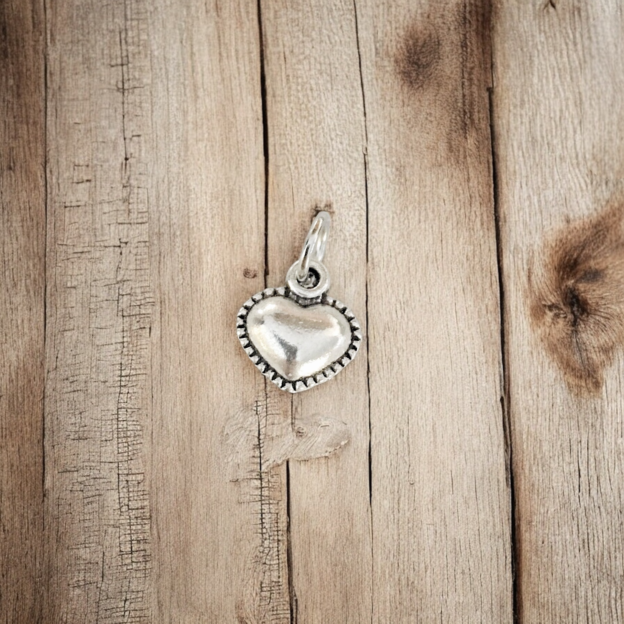 Small Beveled Heart with border - Charm