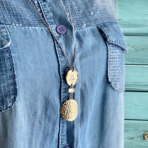 Adjustable Gold Hammered Pendant Necklace