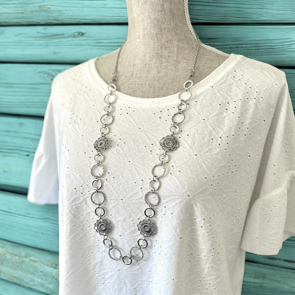Chunky Fun Necklace - Silver - Wear Short or Long