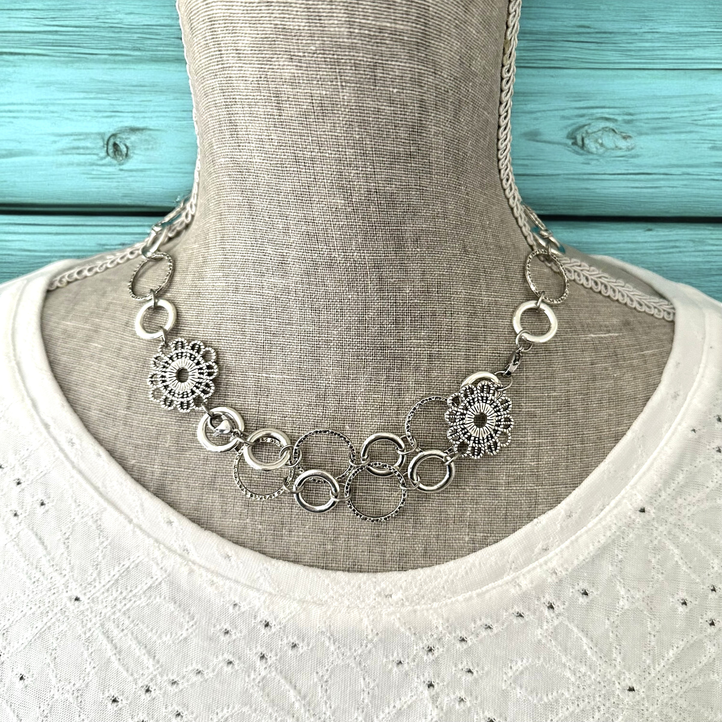 Chunky Fun Necklace - Silver - Wear Short or Long
