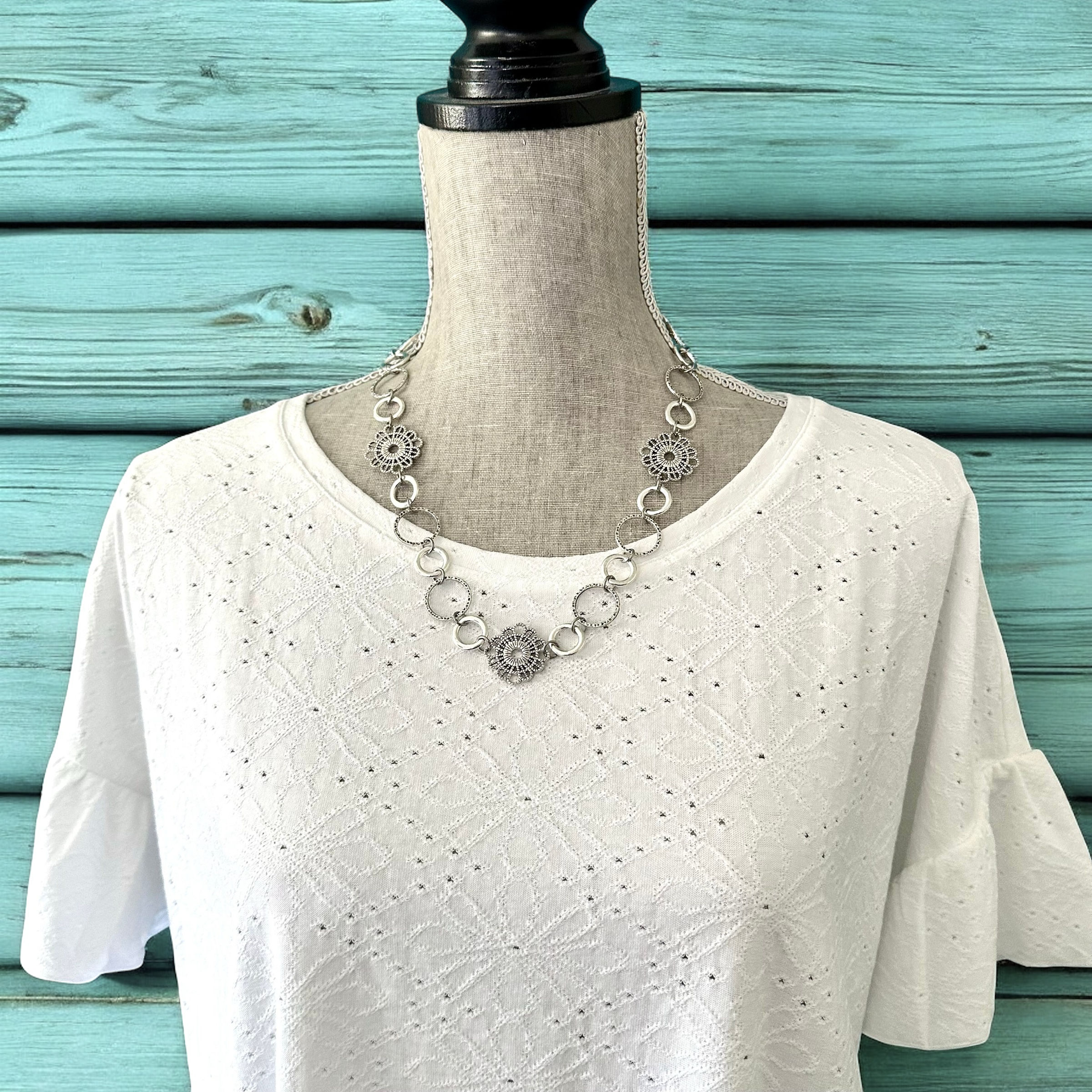 Chunky Fun Necklace - Silver - Wear Short or Long