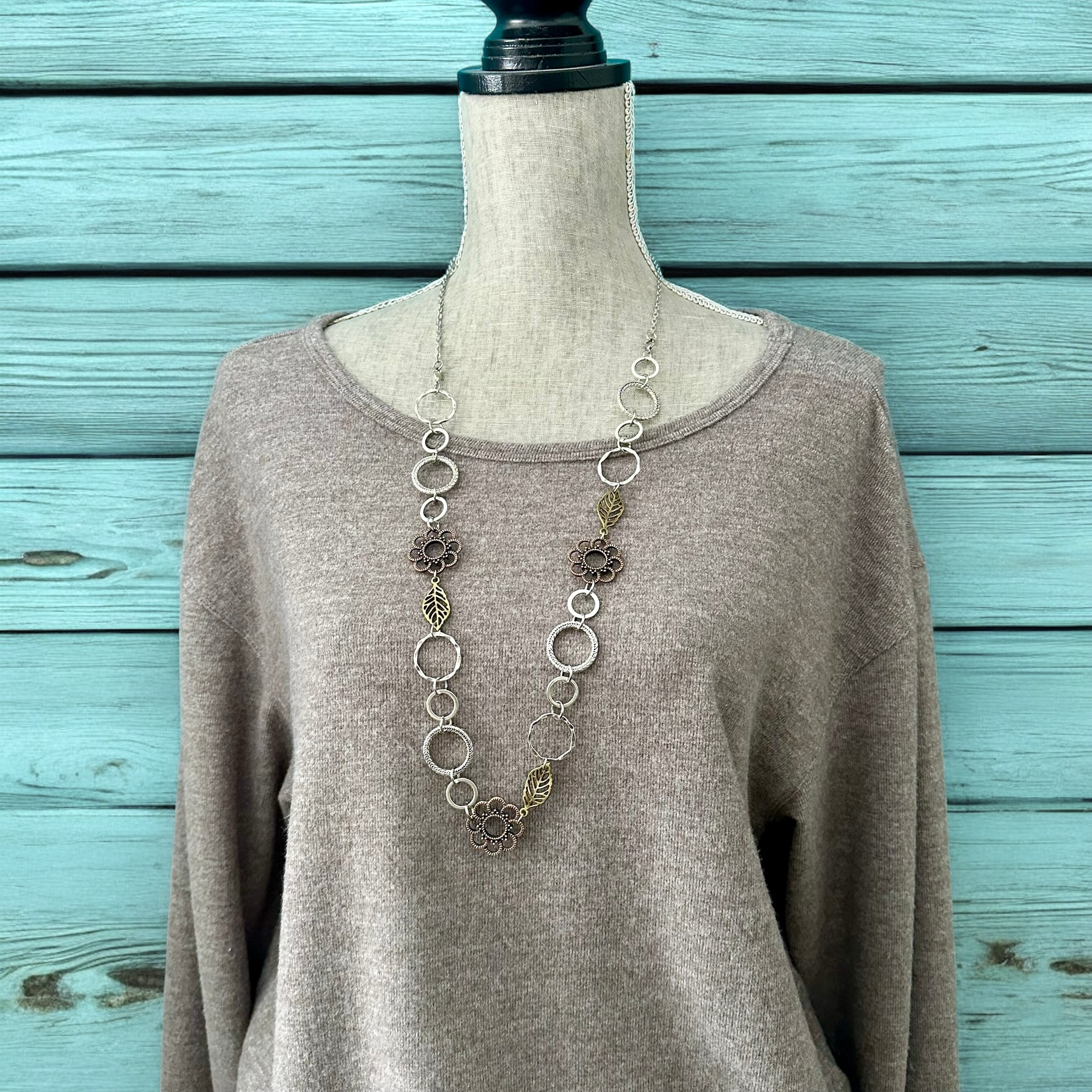 Chunky Fun Necklace Mixed Metals - Wear short or long