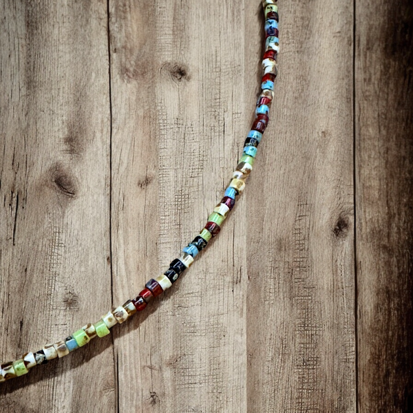 Minimalist Seed Bead Necklace with Silver Matte Flower Charm - Interchangeable