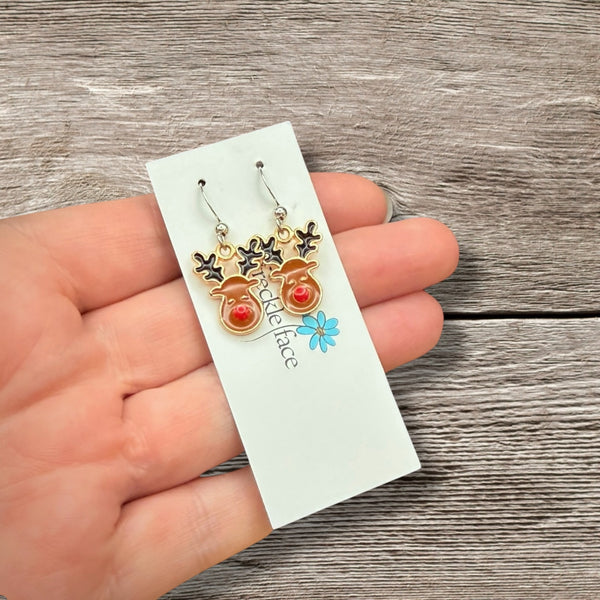 Reindeer Enamel Earrings