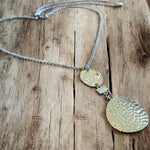 Adjustable Gold Hammered Pendant Necklace