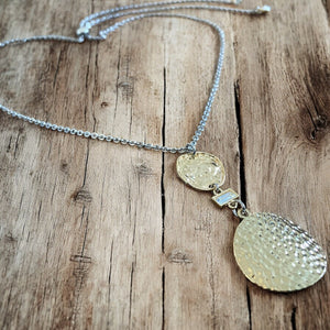 Adjustable Gold Hammered Pendant Necklace