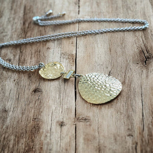 Adjustable Gold Hammered Pendant Necklace