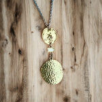 Adjustable Gold Hammered Pendant Necklace