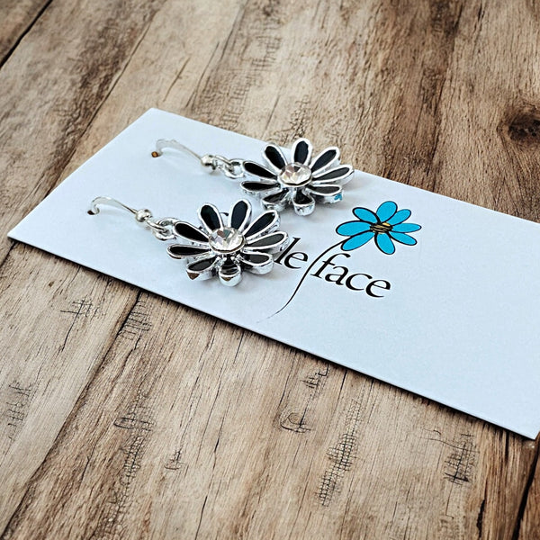 Black Flower Bling earrings