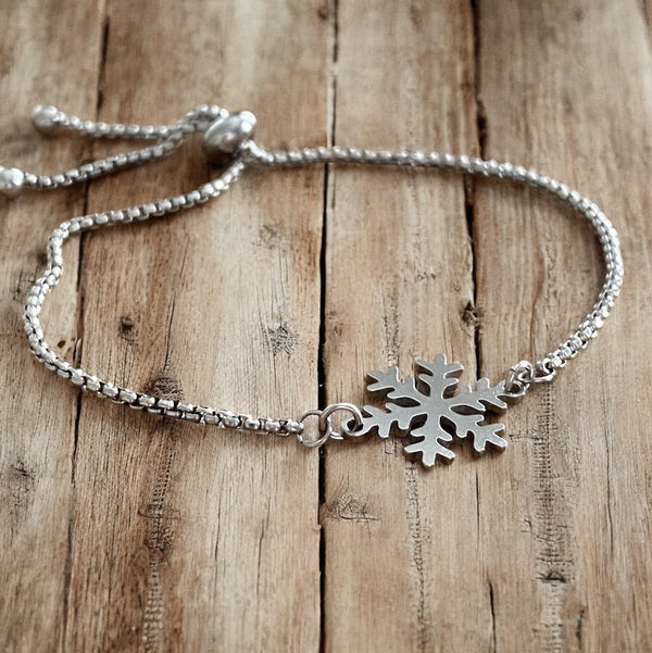 Adjustable Bracelet - Silver Snowflake