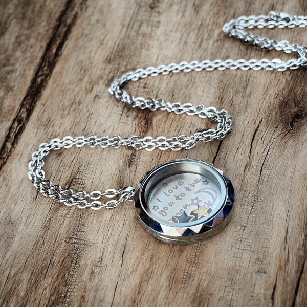 Glass Locket Love You to the Moon and Back Necklace